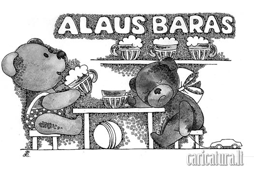 Karikatra Alaus baras, Pub caricature, Laima abnien, karikatros, caricaturas, cartoon, caricatura.lt
