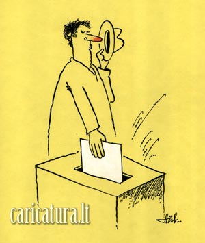 Karikatra Balsavimas, Vote caricature, Adomas ilinskas, karikatros, caricaturas, cartoon, caricatura.lt