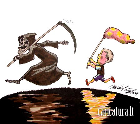 Karikatra Giltin, the Reaper caricature, Ramnas Vaitkus, caricaturas, cartoon, karikaturen, karikaturi, caricatura.lt